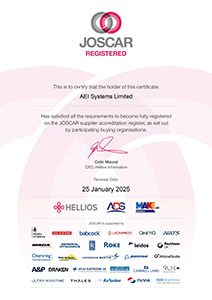 JOSCAR Certificate AEI Systems Limited 2024